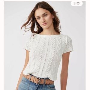 Free People size Medium baby cable tee in ivory